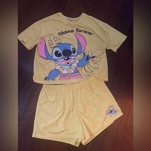 Disney LILO and STITCH size XL Yellow Women's Lounge Set with cute graphic